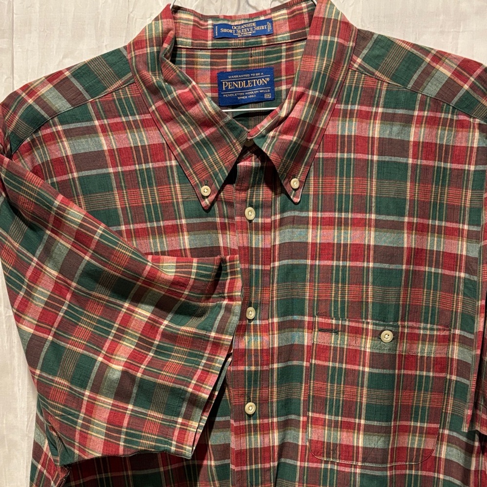 Vintage plaid short sleeve button down mens Pendleton XXL shirt casual